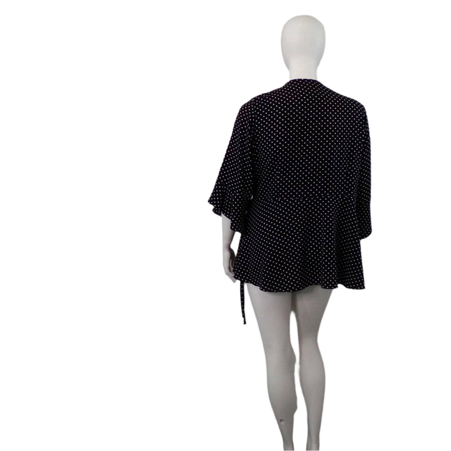 City Chic Polka Dot Black/White X-Over Waist Tie Top – Size 22