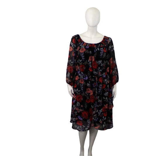 Taking Shape Floral Print Shirred Off Shoulder Dress - Size 22