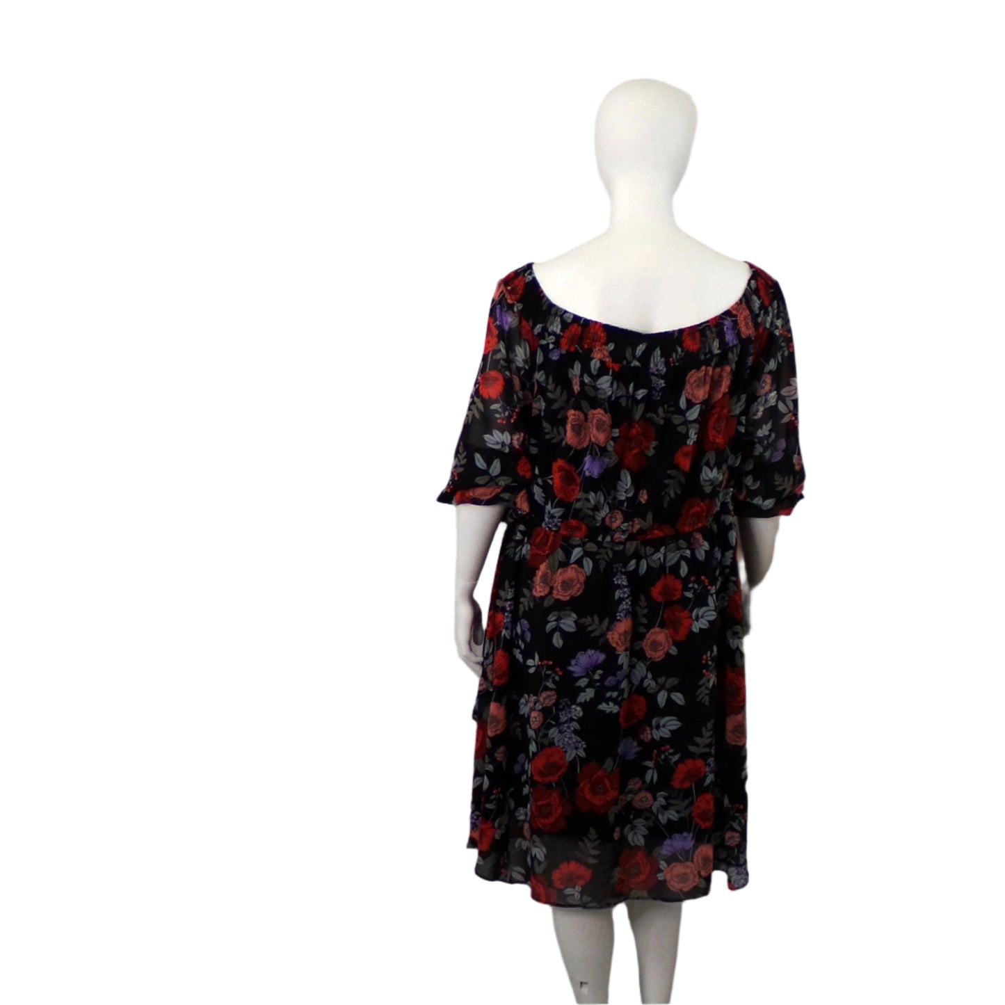 Taking Shape Floral Print Shirred Off Shoulder Dress - Size 22