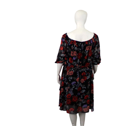 Taking Shape Floral Print Shirred Off Shoulder Dress - Size 22