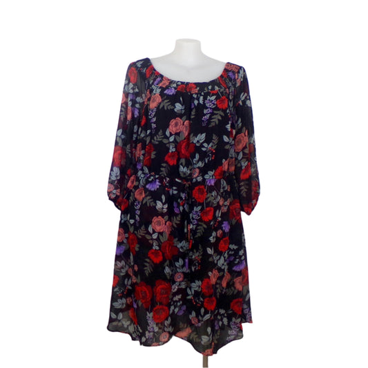 City Chic Floral Print Shirred Off-Shoulder Tie-Waist Lined Dress Size 22