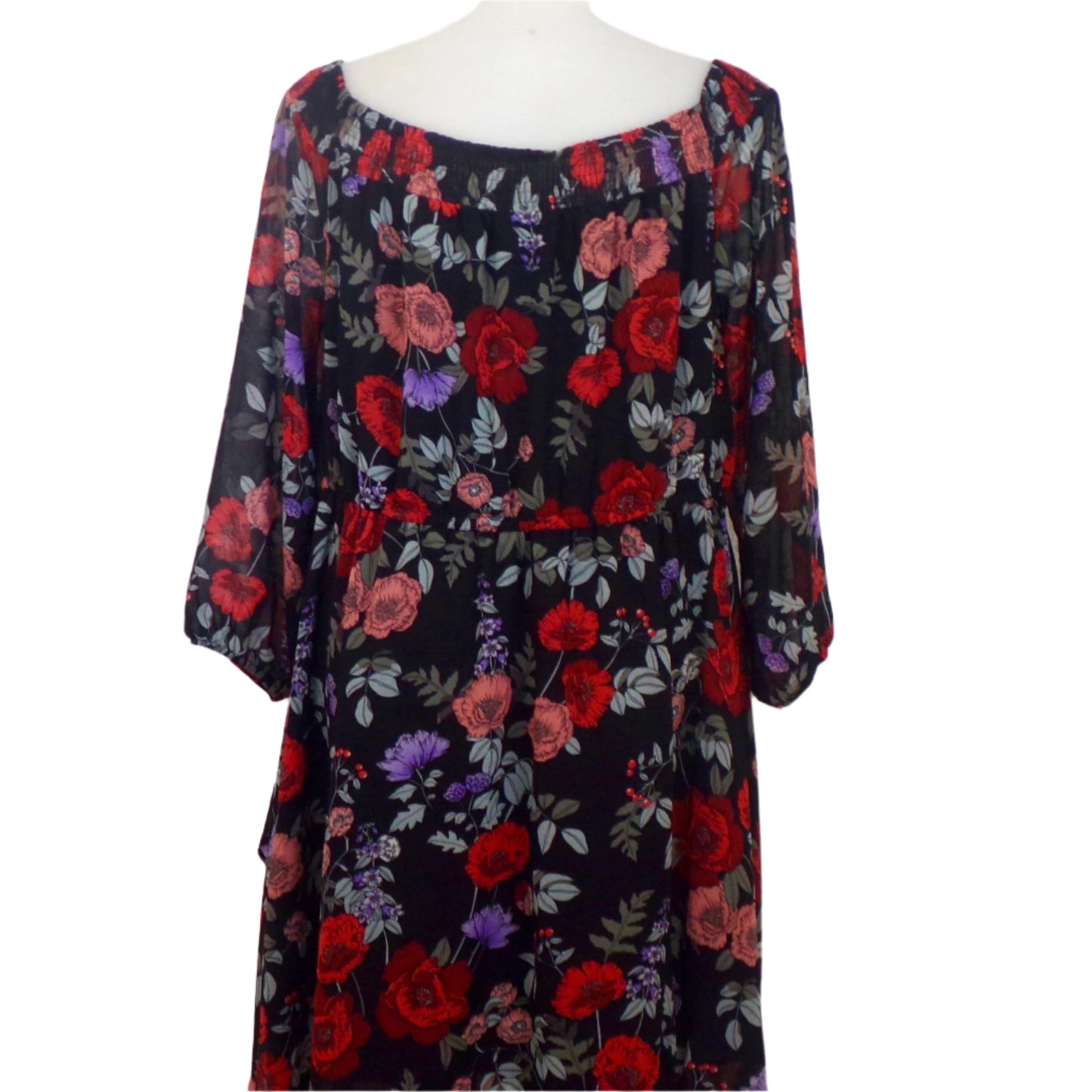 City Chic Floral Print Shirred Off-Shoulder Tie-Waist Lined Dress Size 22