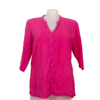Blue Illusion 100% Linen Button-Through Top Size 20