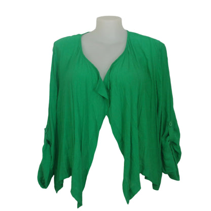 Virtuelle Apple Green Draped Waterfall Open Jacket Size 24