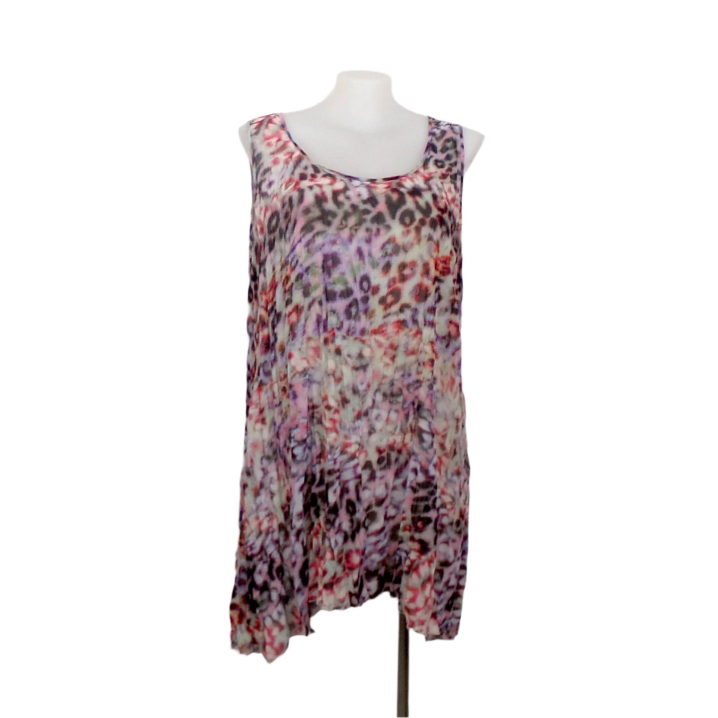 Autograph Crushed Print Fabric Tunic Tank with Asymmetrical Hemline Size 22