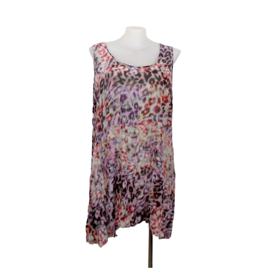Autograph Crushed Print Fabric Tunic Tank with Asymmetrical Hemline Size 22