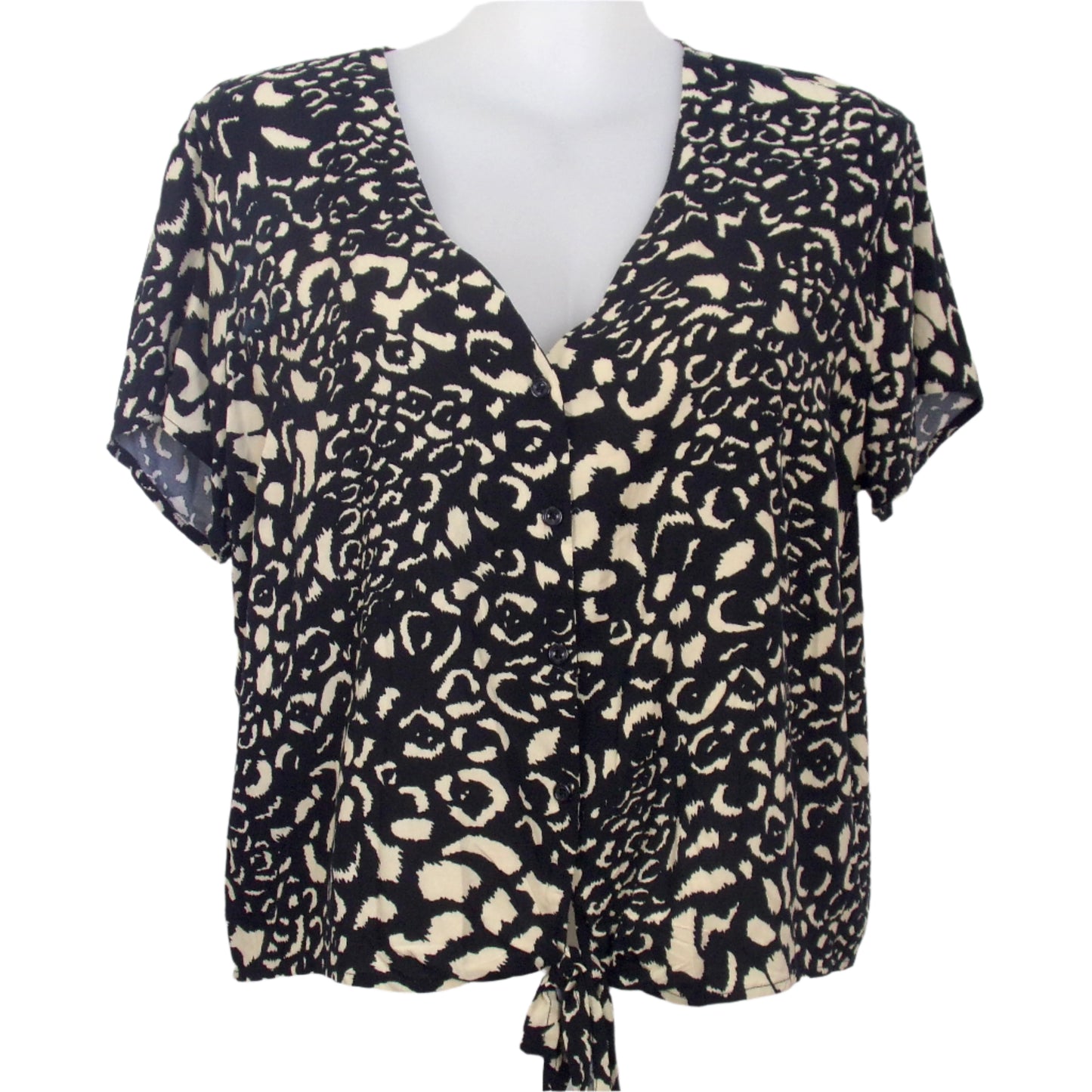 Cross Roads Button-Through Tie-Hem Summer Top Size 20