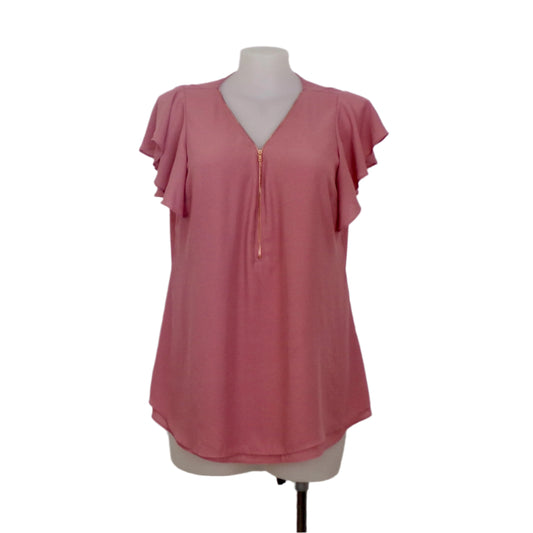 City Chic Shell Pink Flutter Sleeve Top Size 18