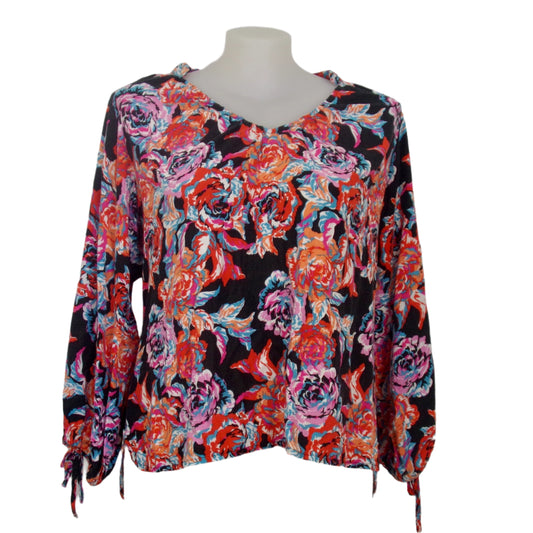 Serafina Linen Blend Floral Top Size 18