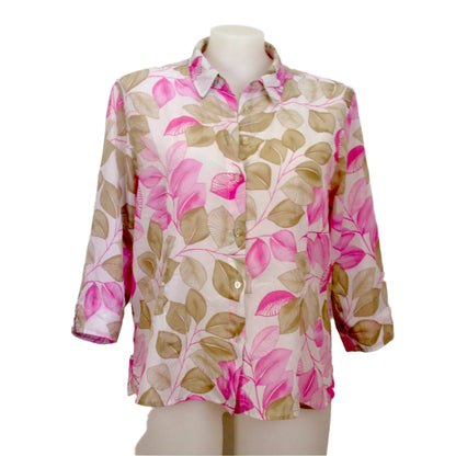 Black Pepper Leaf Print Button-Through Blouse Size 20