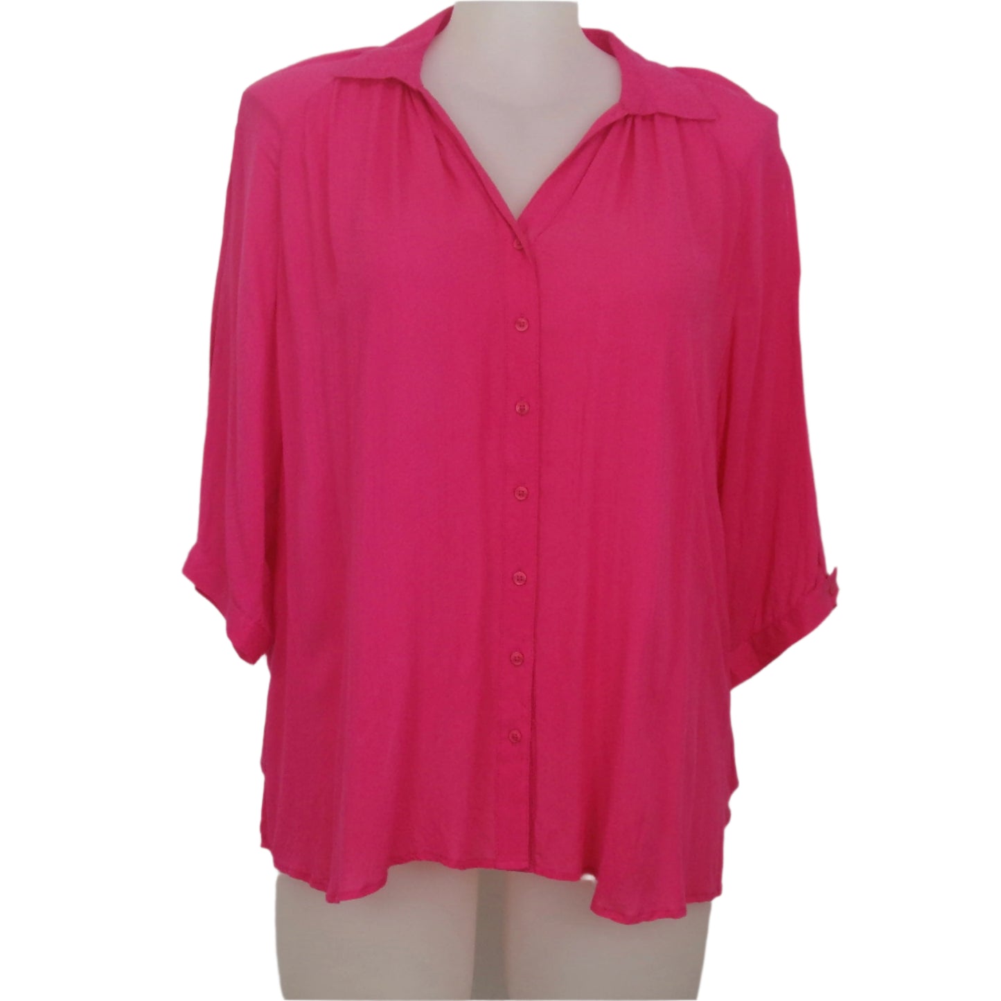 Blue Illusion Lipstick Pink 3/4 Sleeve Button Blouse/Shirt Size 22