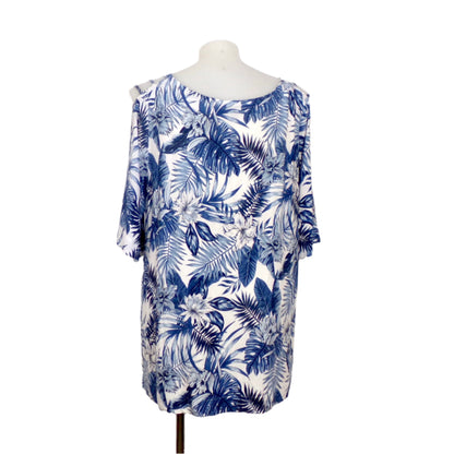 Autograph Floral Blues Print Split Sleeve Tunic Top Size 22