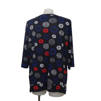 Black Pepper Circular Print Top with Asymmetrical Hem Size 26