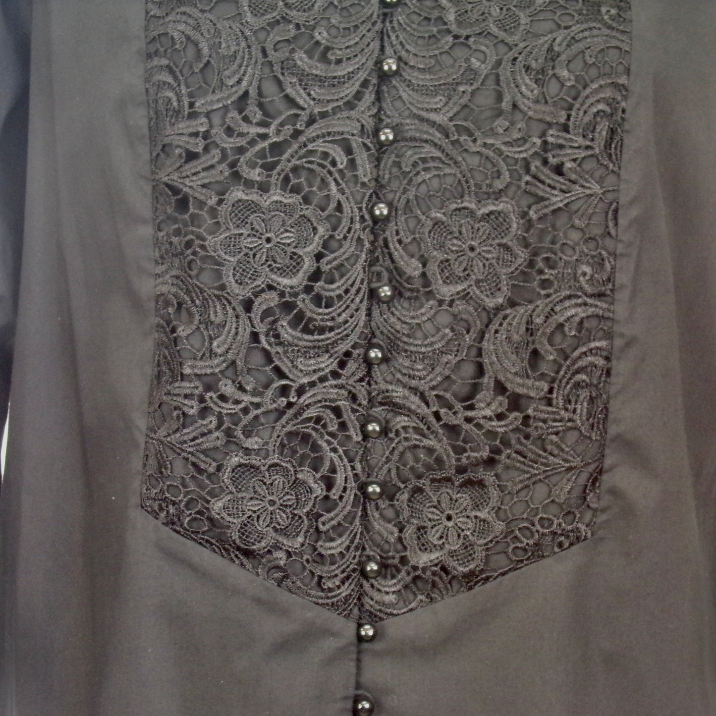 Maggie T Black Mandarin Collar Top Size 16