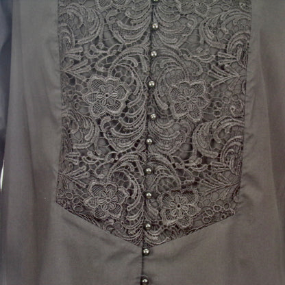 Maggie T Black Mandarin Collar Top Size 16