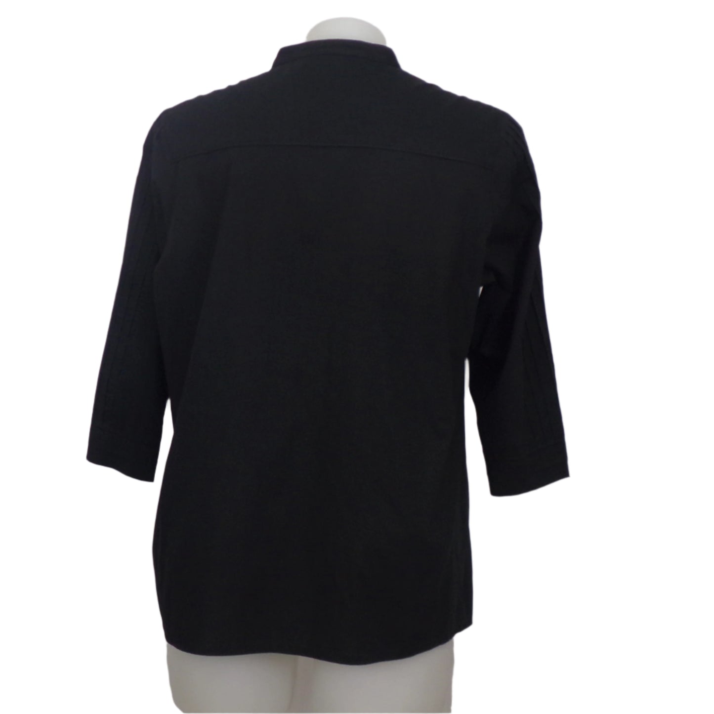 Maggie T Black Mandarin Collar Top Size 16