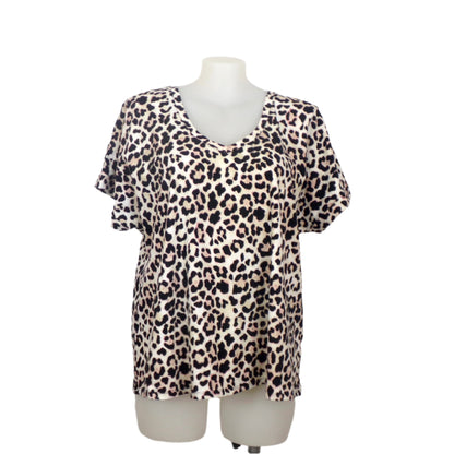 Virtuelle Animal Print V-Neck Tee Size 20