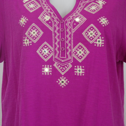 Style & Co Magenta Embroidered Top Size 18