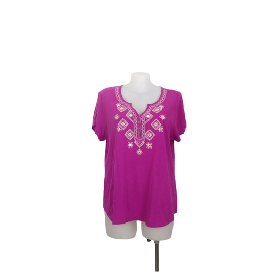 Style & Co Magenta Embroidered Top Size 18
