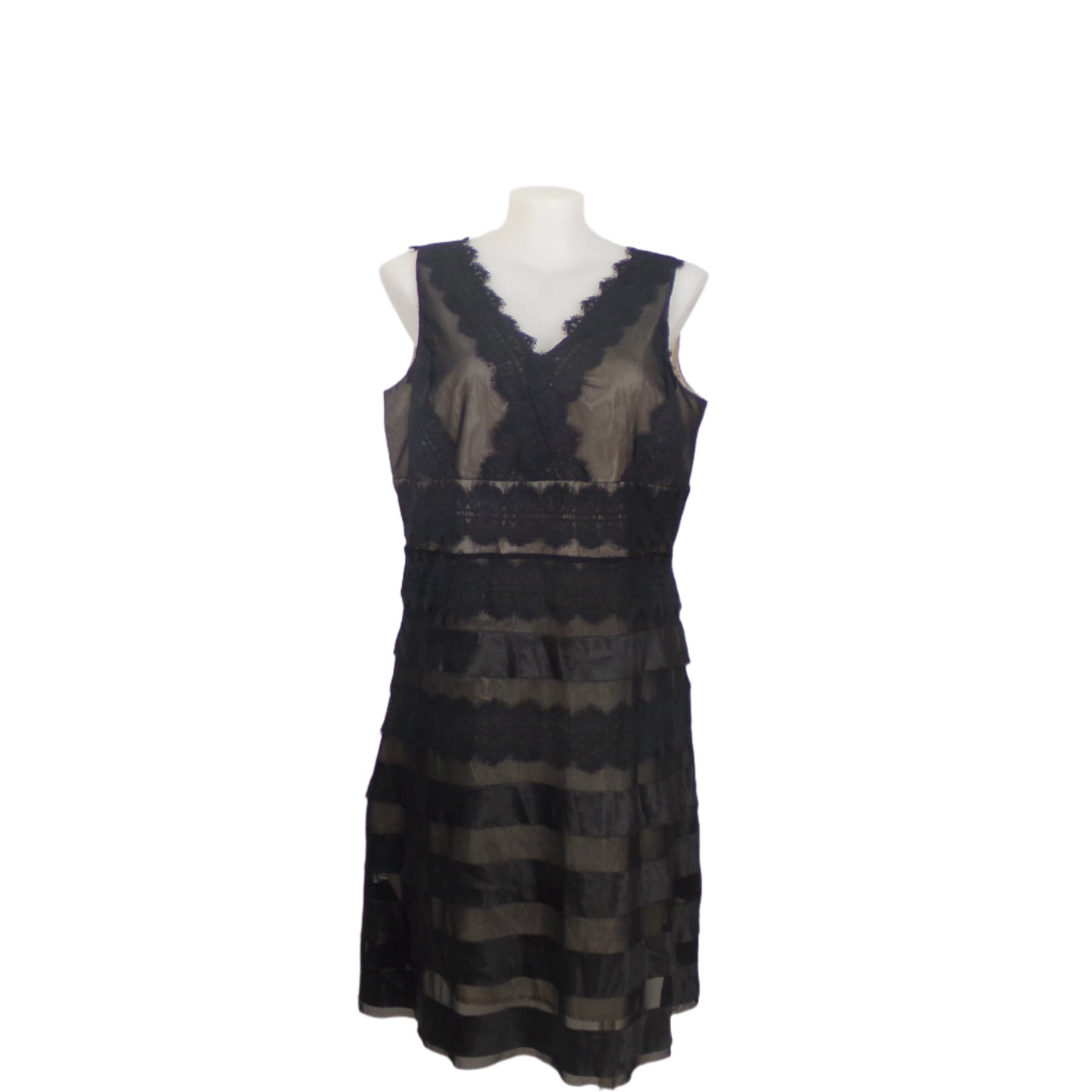Sara Black Chantilly Lace Panel Dress Size 18