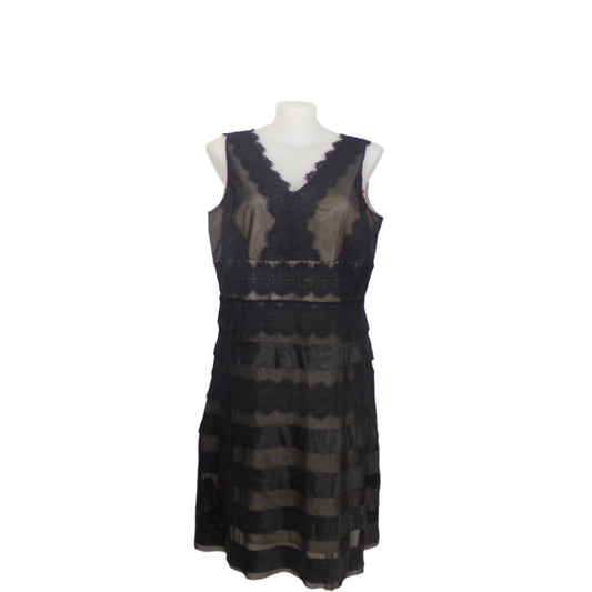 Sara Black Chantilly Lace Panel Dress Size 18