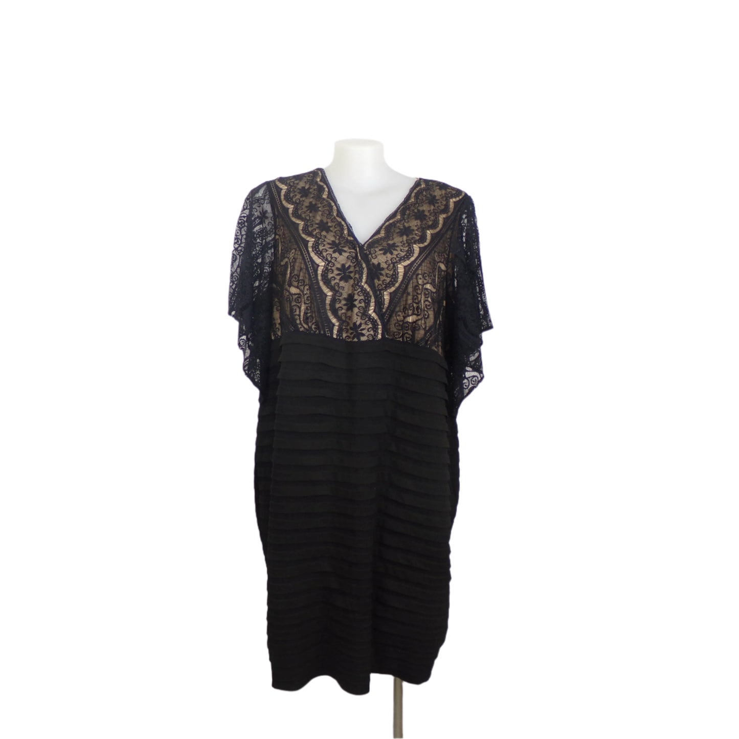 Autograph Black Stretch Evening Dress Tiered Panel Skirt – Size 26