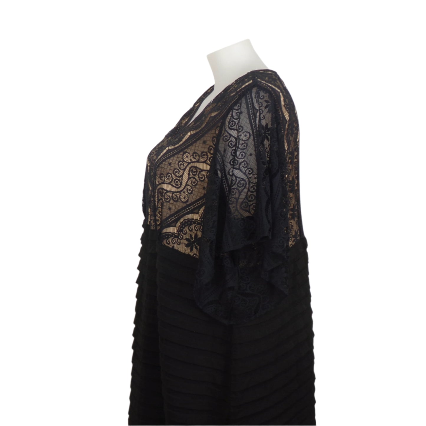 Autograph Black Stretch Evening Dress Tiered Panel Skirt – Size 26