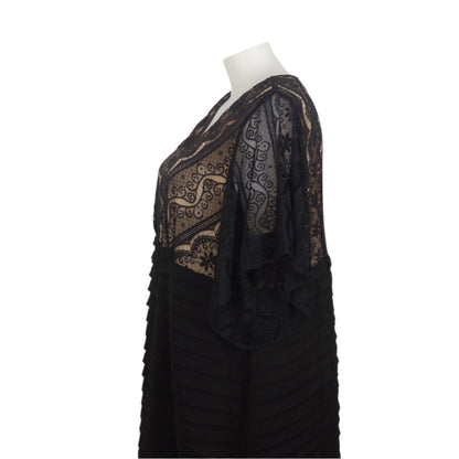 Autograph Black Stretch Evening Dress Tiered Panel Skirt – Size 26