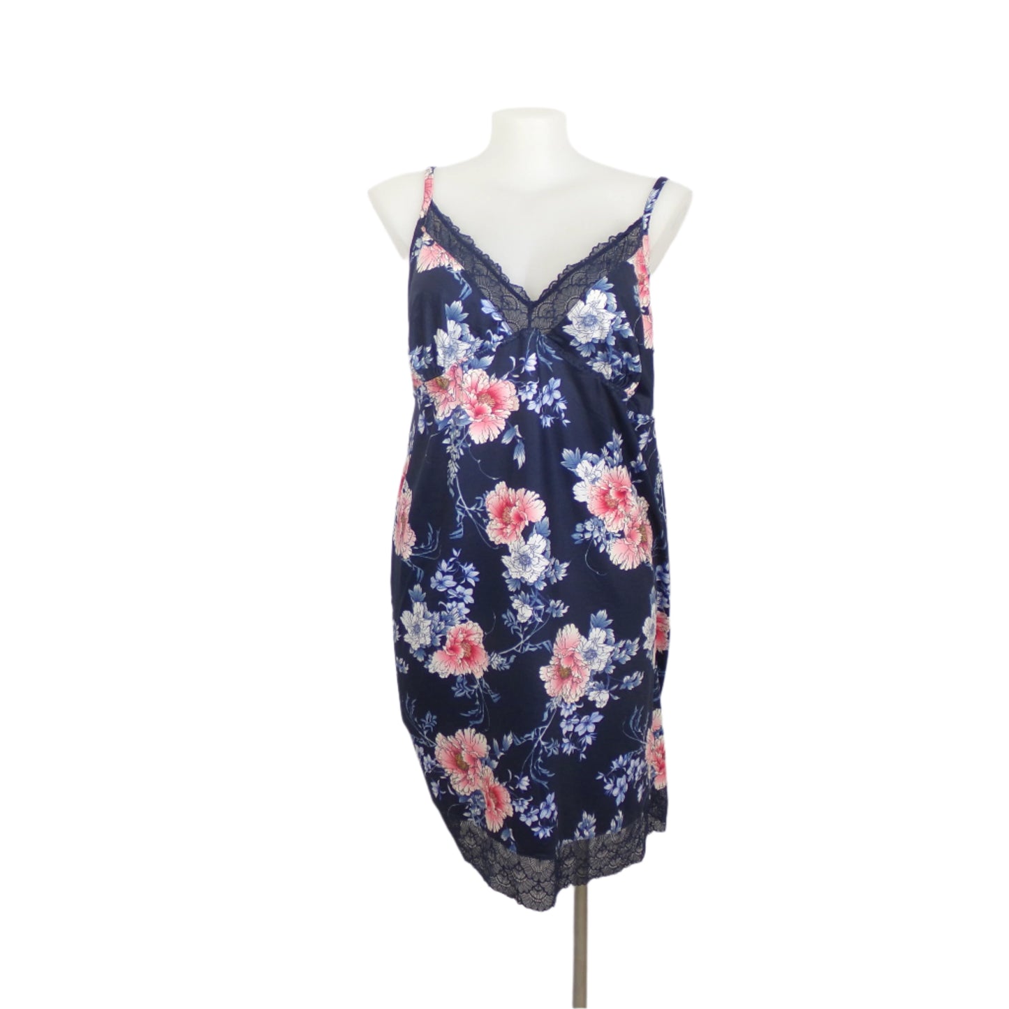 City Chic Satin Chemise with Lace Trim Adjustable Straps Size 24