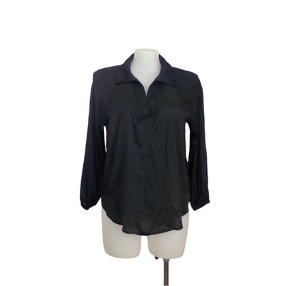 Black Satin Poly Blouse Size 16