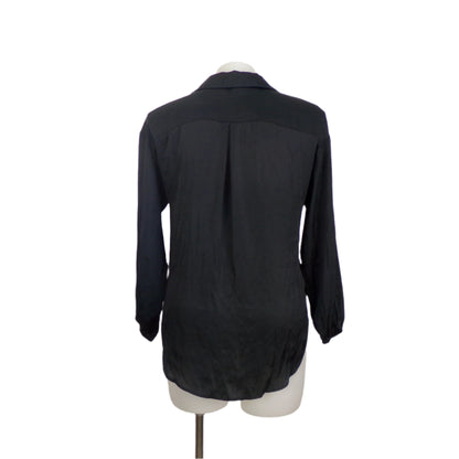 Black Satin Poly Blouse Size 16