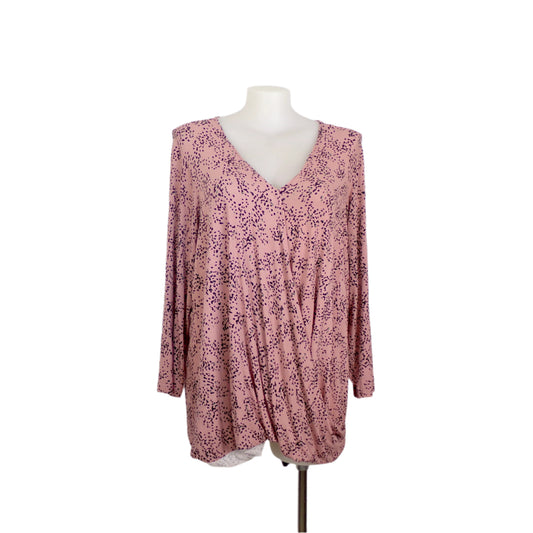Beme Printed Draped Front Top with V-Neckline Size 22