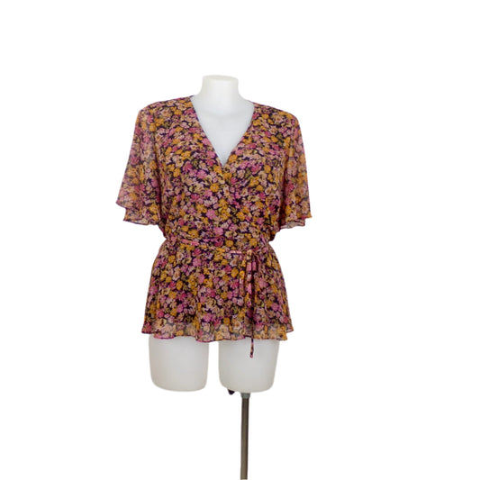 City Chic Floral Peplum Top Size 16