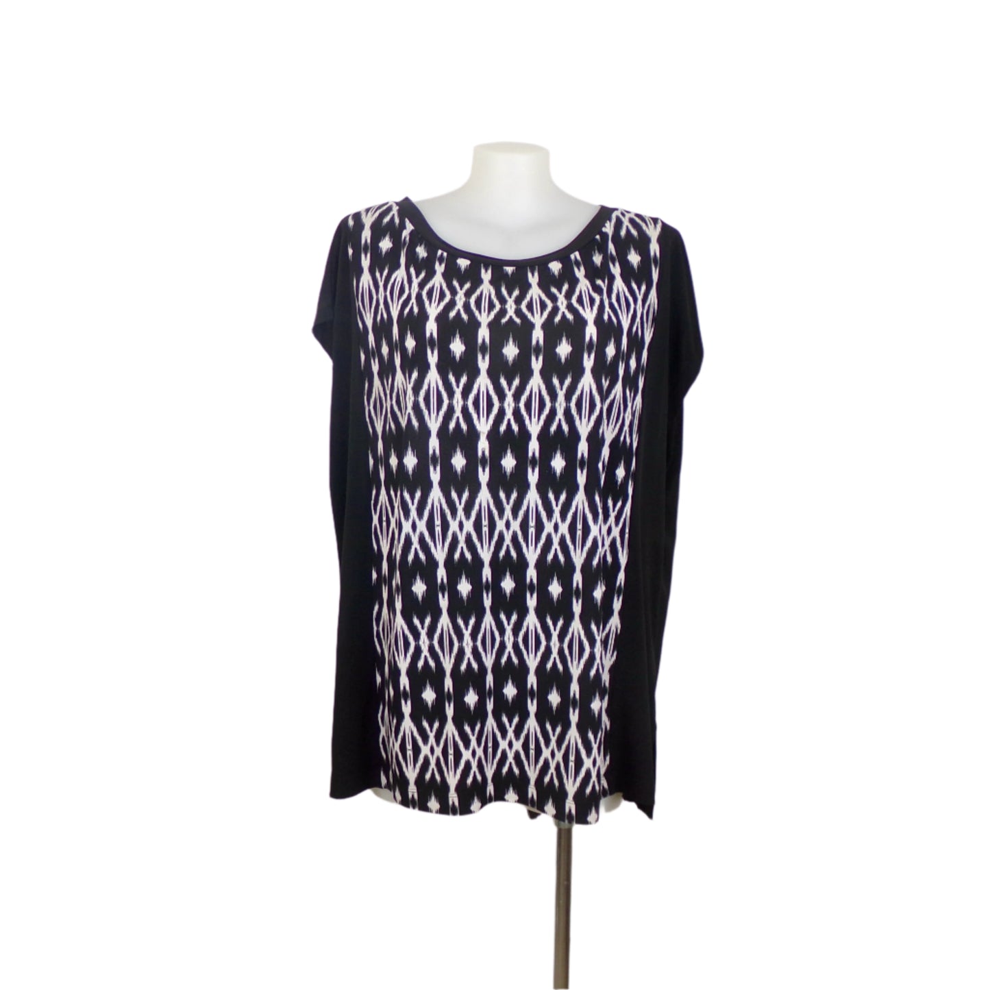 Moda Front Panel Print Black Stretch Tunic – Size 22