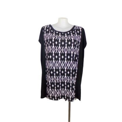Moda Front Panel Print Black Stretch Tunic – Size 22
