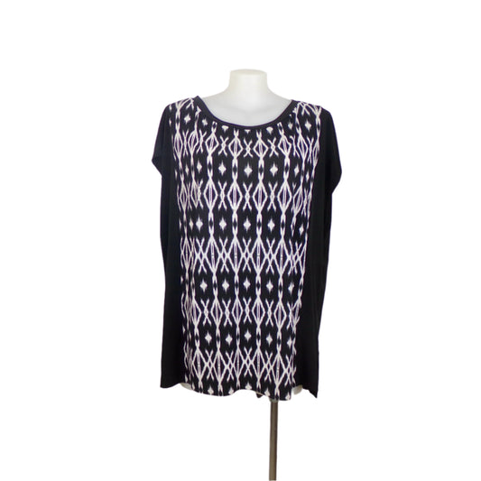 Moda Front Panel Print Black Stretch Tunic – Size 22
