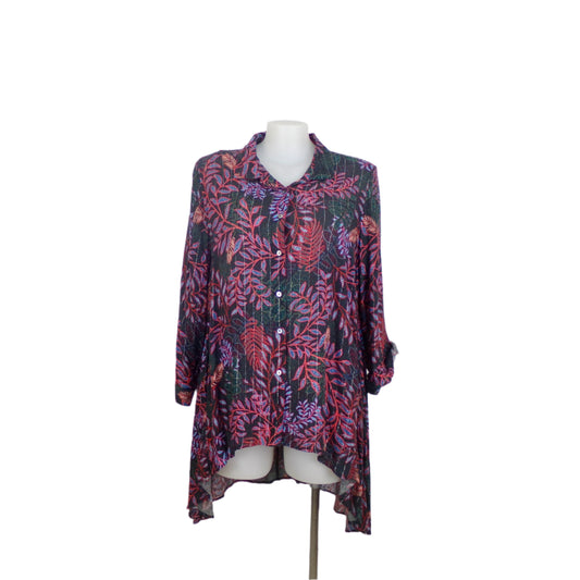 Virtuelle Hi-Lo Button-Up Floral Print Top Size 22