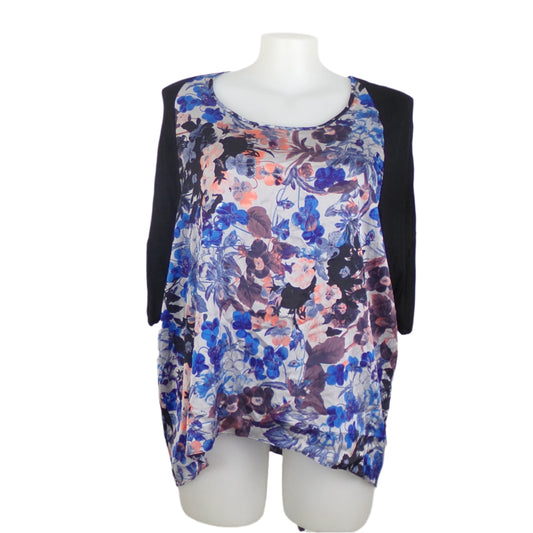 Sara Satin Floral Front Hi-Lo Hem Top Size 22