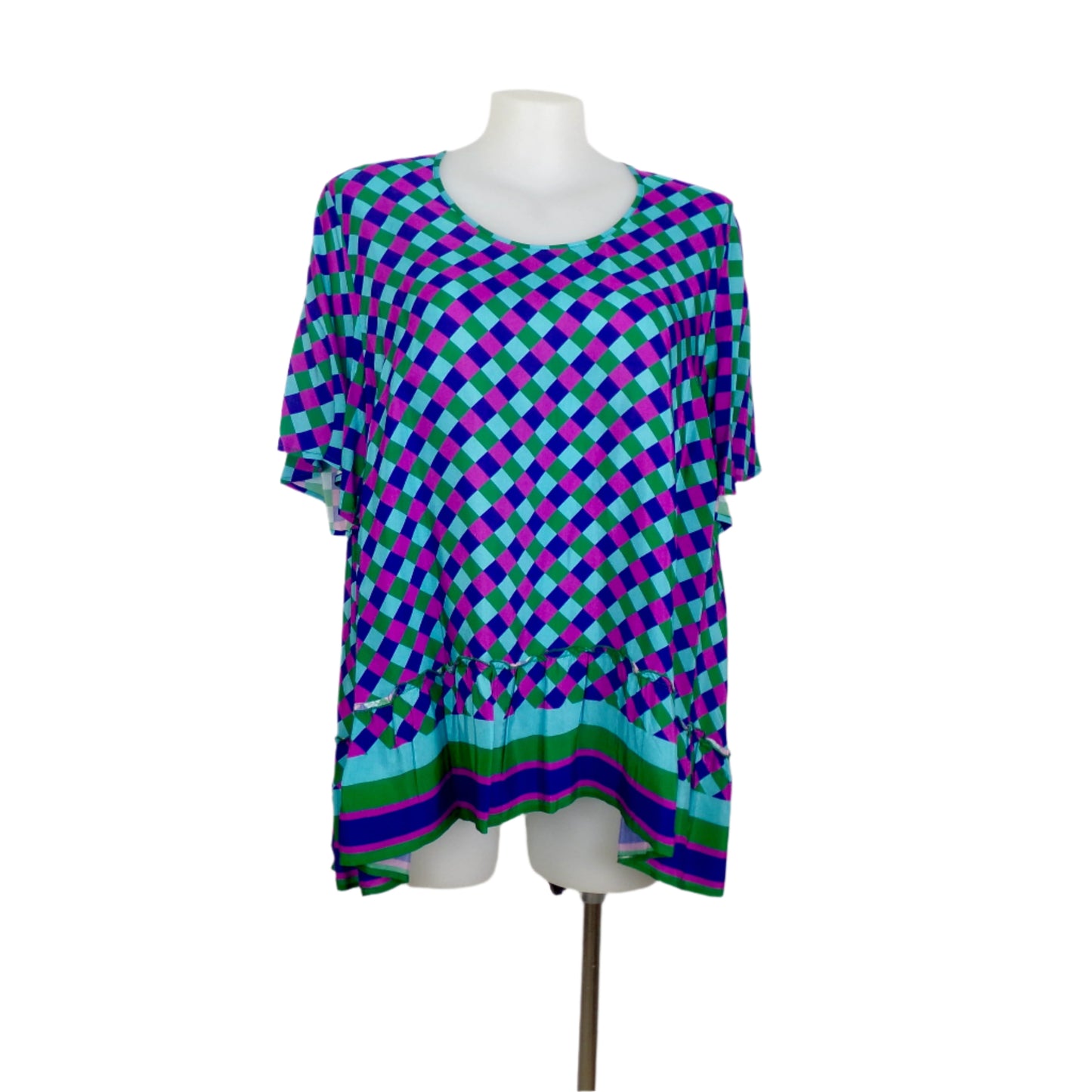 Taking Shape Satin Feel Check Top Size 22 Brand New