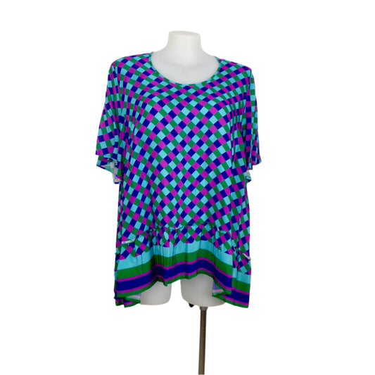 Taking Shape Satin Feel Check Top Size 22 Brand New
