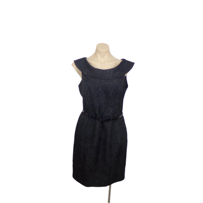Review Black Embossed Fully Lined Shift Dress Size 14