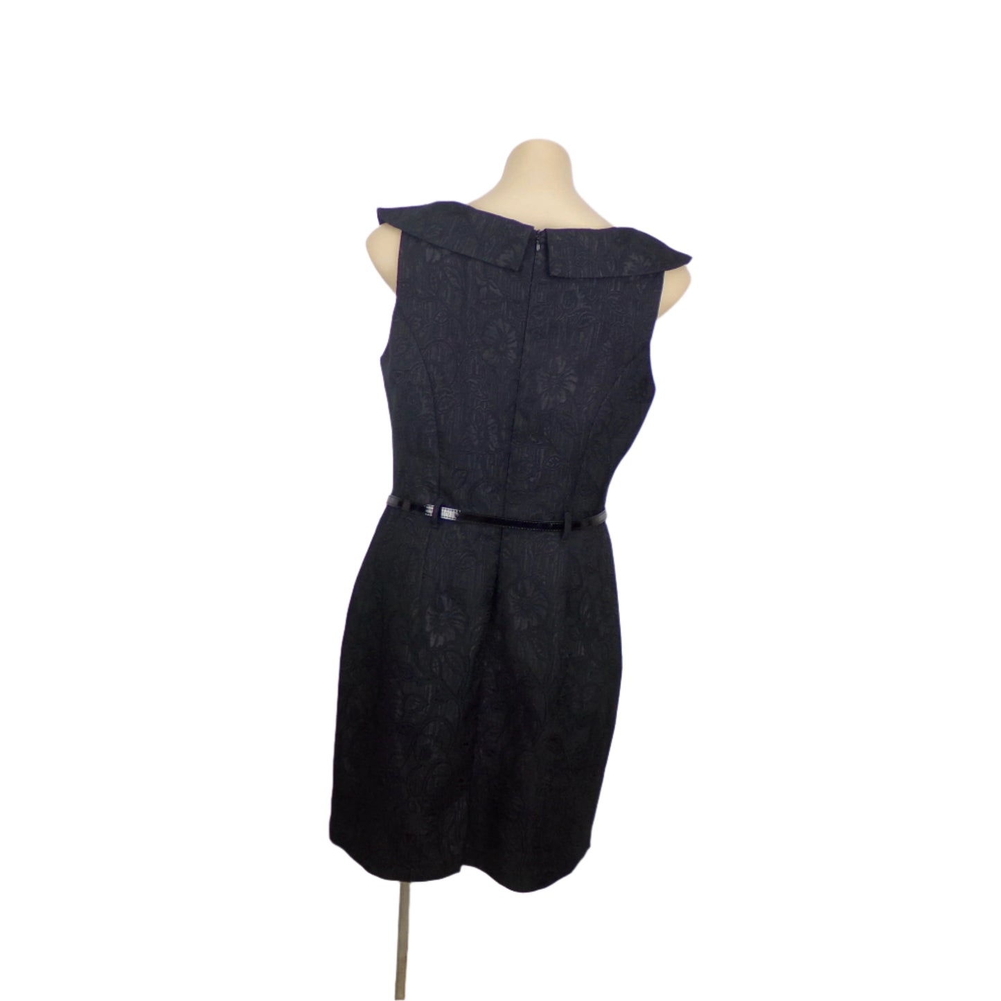 Review Black Embossed Fully Lined Shift Dress Size 14