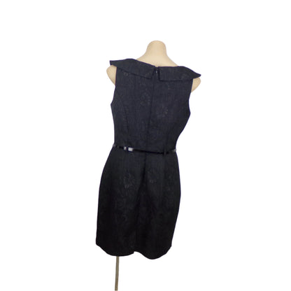 Review Black Embossed Fully Lined Shift Dress Size 14