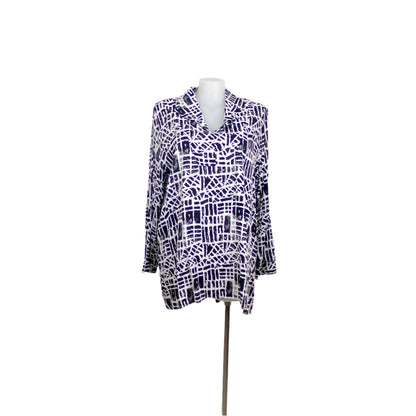 Yarra Trail Abstract Print V-Neck Top Size 24 Brand New