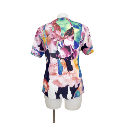 Marco Polo Bold Floral V-Neck Top – Size 16