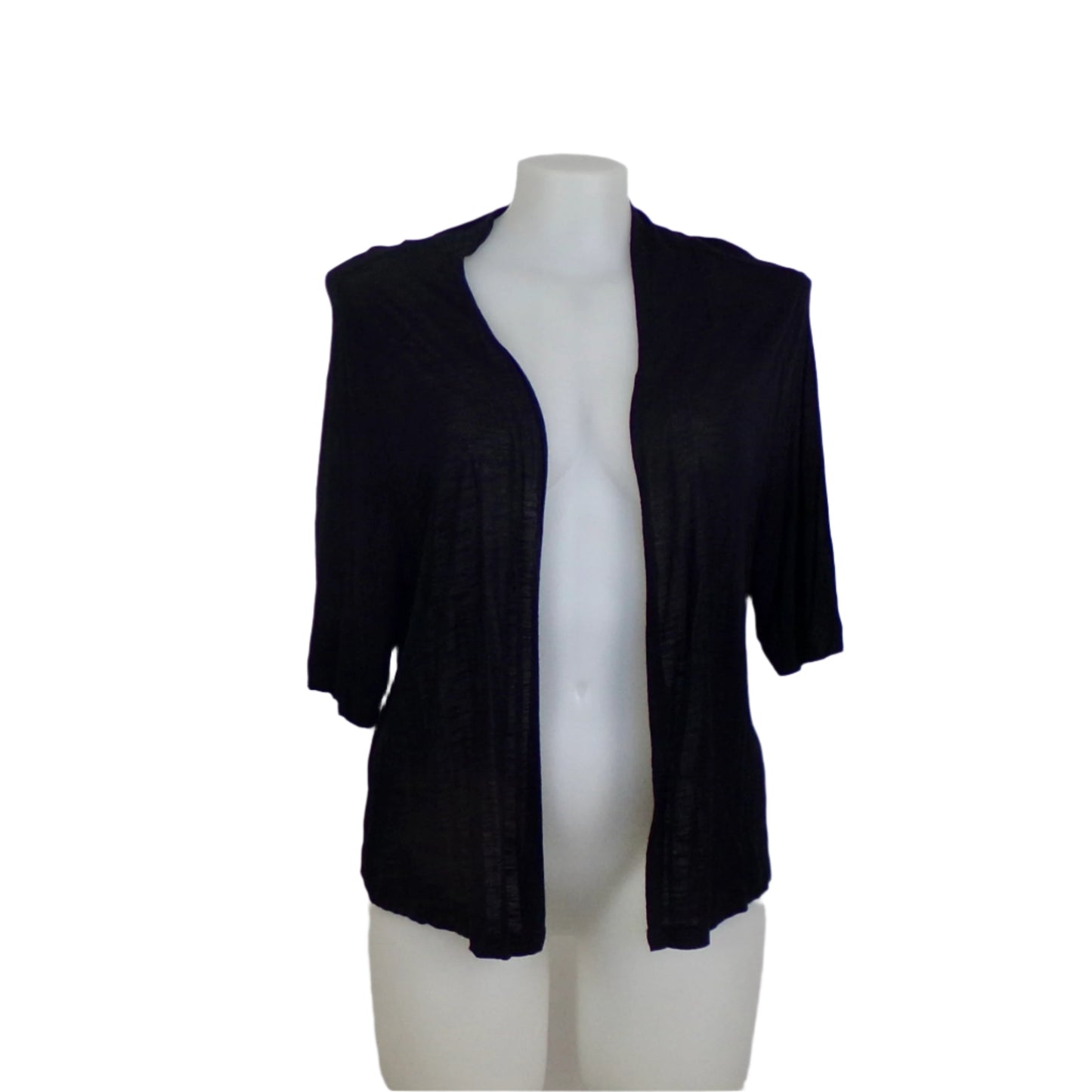 Autograph Black Open Layering Cardigan with Draped Front Size 22