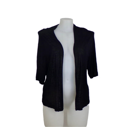 Autograph Black Open Layering Cardigan with Draped Front Size 22