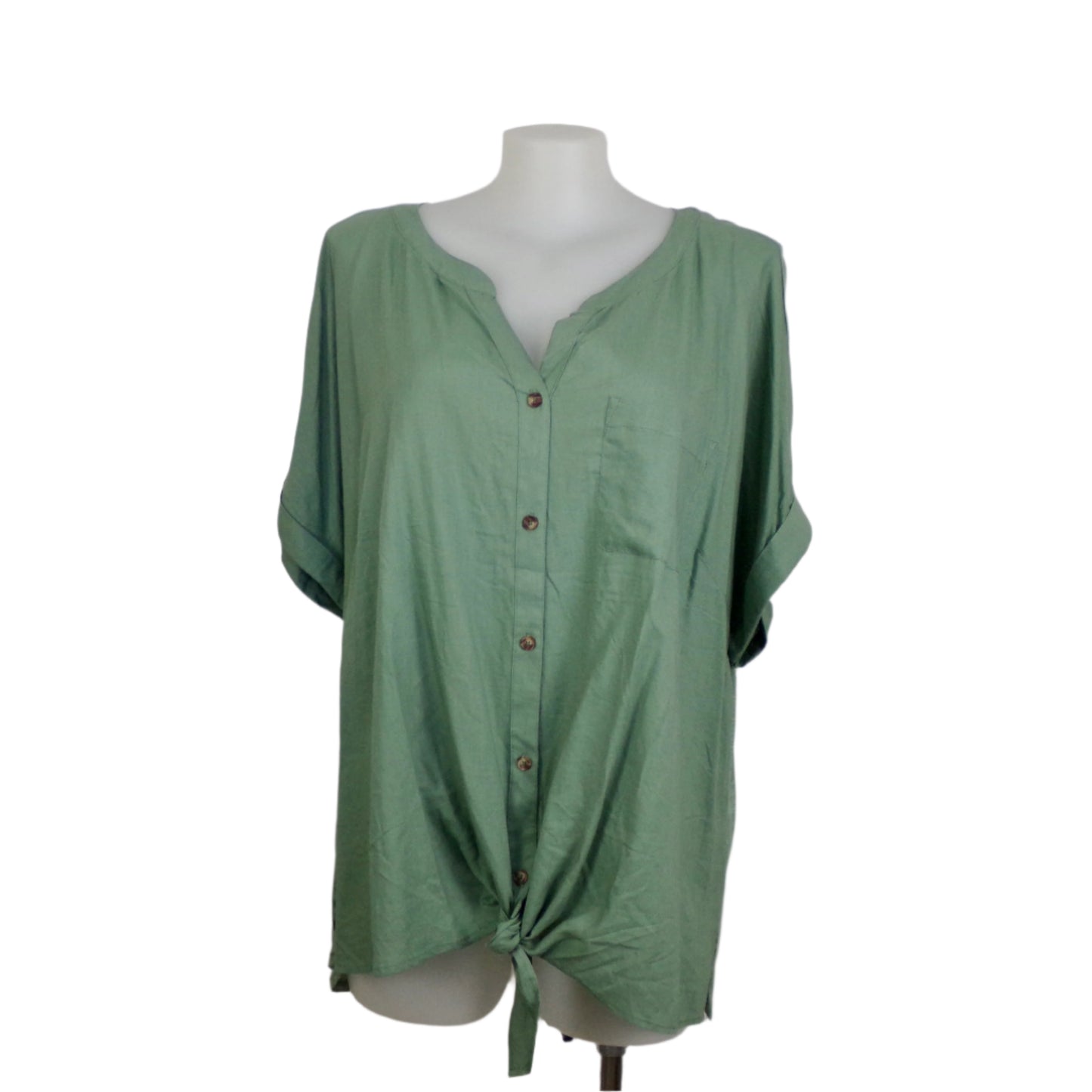Autograph Sage Linen Button-Through Blouse Size 28 Brand New
