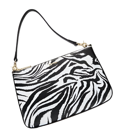 Mimco Classico Shoulder Bag - Black Zebra With Leather Strap