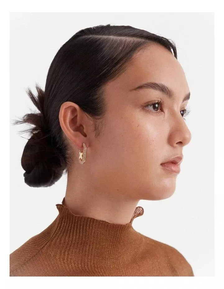 Mimco Everly Oval Hoop Earrings + Dust Bag
